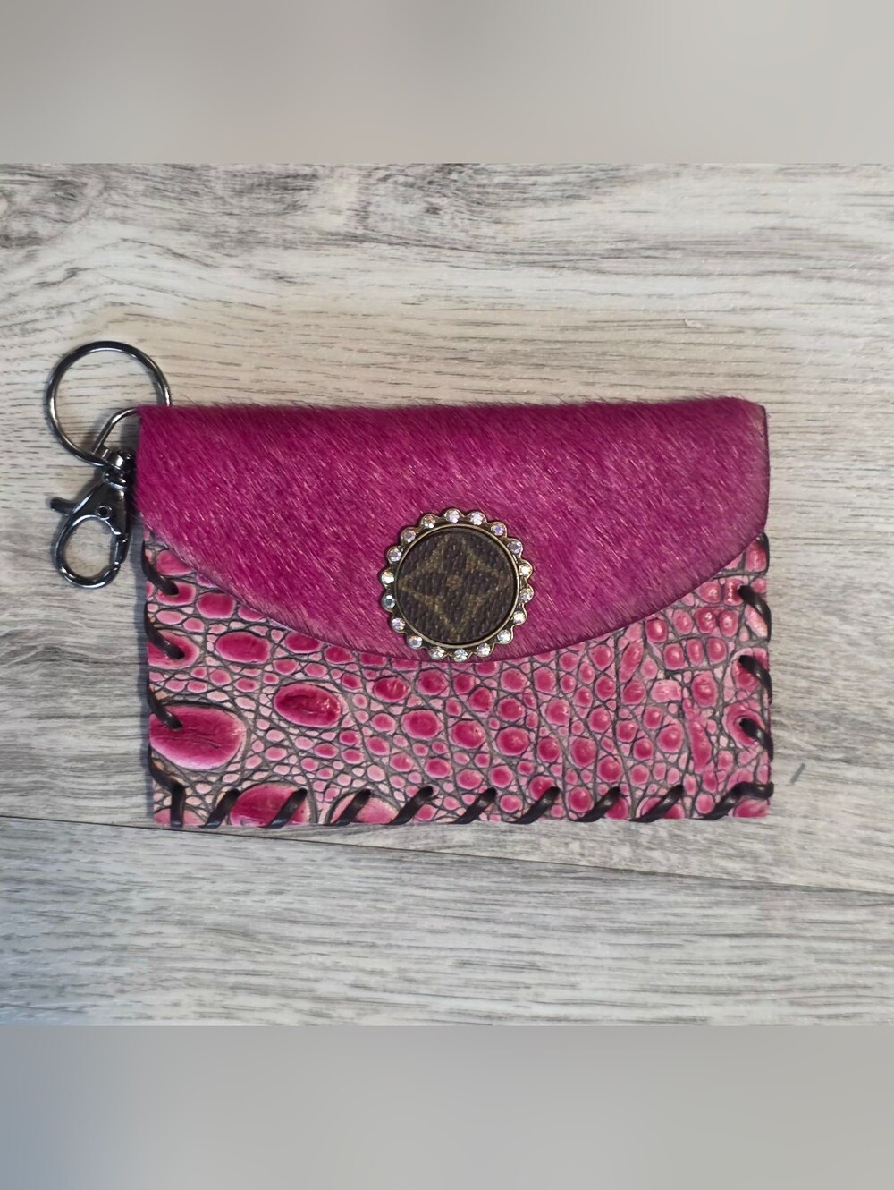 Designer Upcycled Fushia Pink Crossbody Shourlder Bag & Wallet - Picture 6 of 9